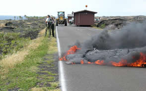 Lava flow crosses the coast road in Hawaii USGS